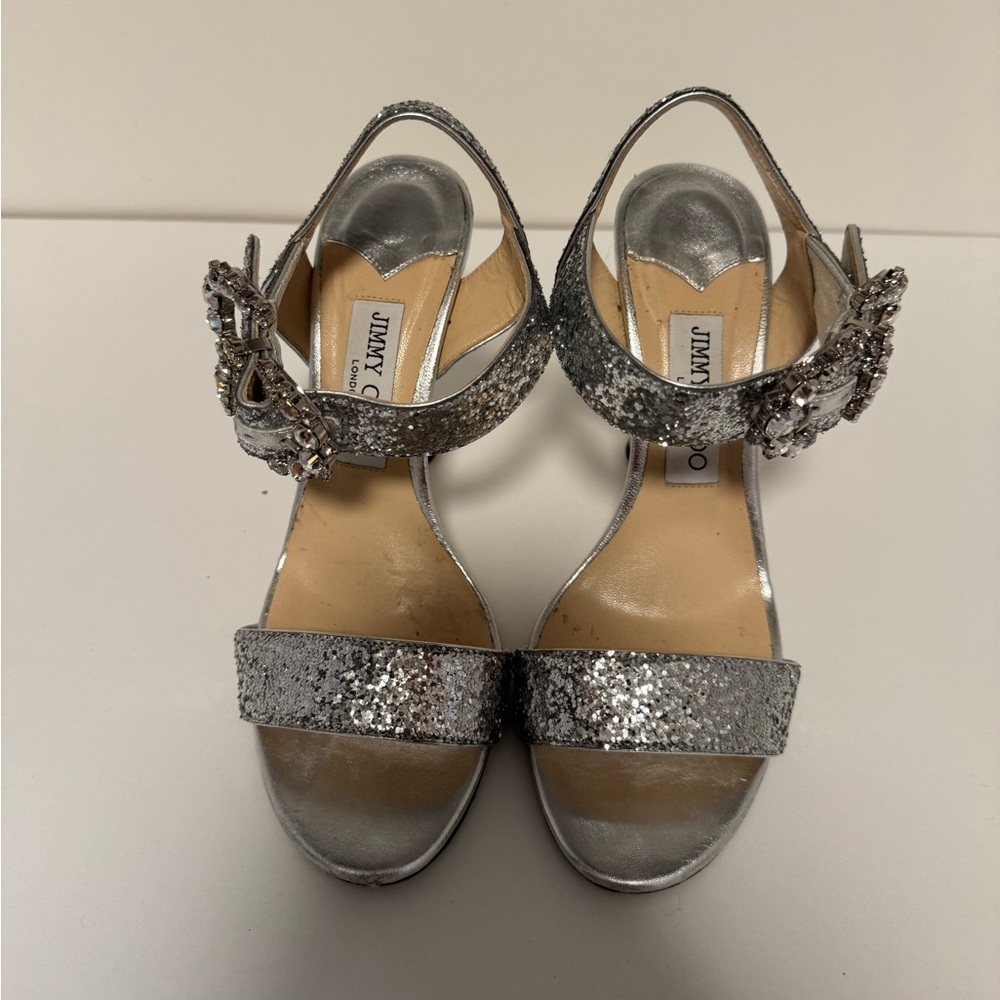 Jimmy Choo Silver Heels with Strap